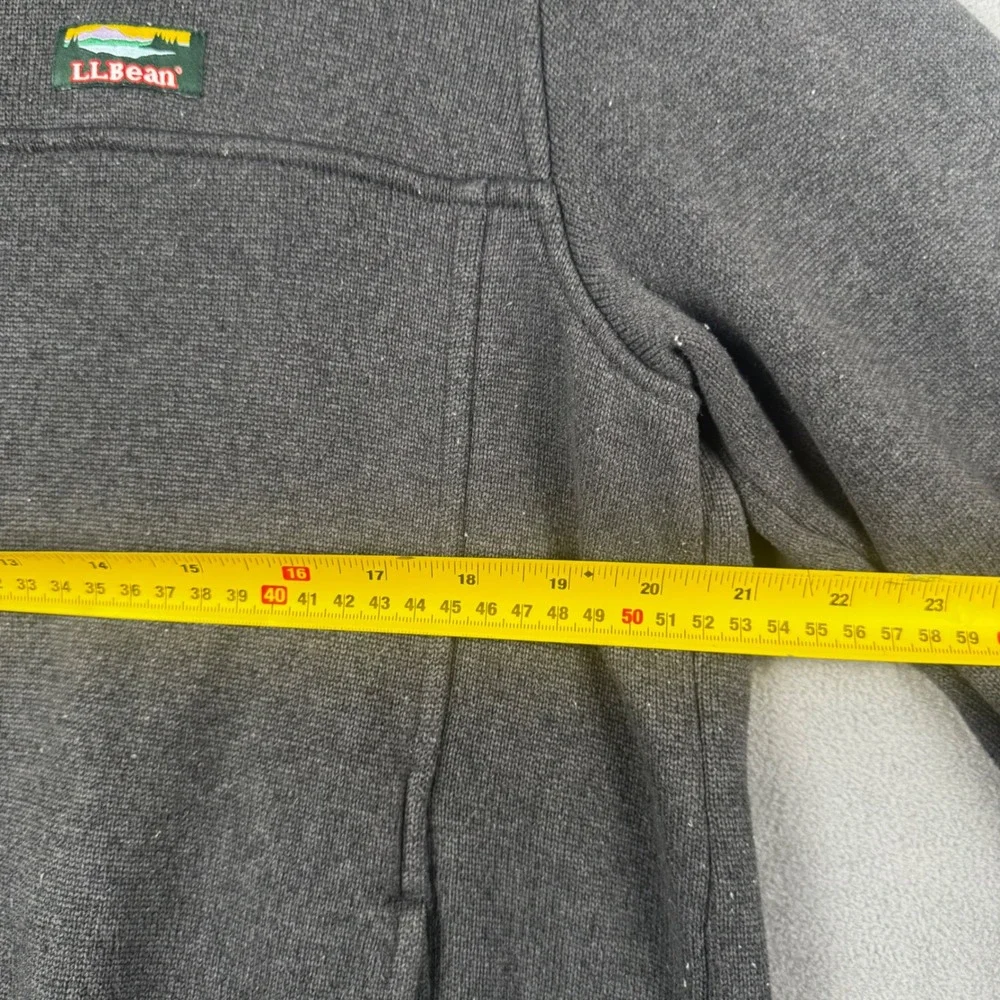 LL‎ Bean Mens Sweater Fleece Pullover Charcoal Gray Snap Neck L REG 298056